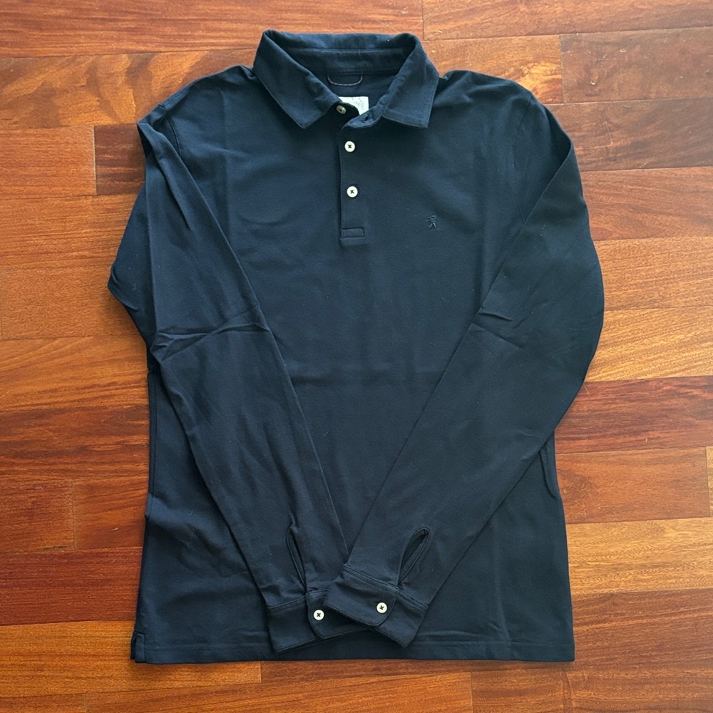 Jaggy Dark Blue Long Sleeve Polo Shirt